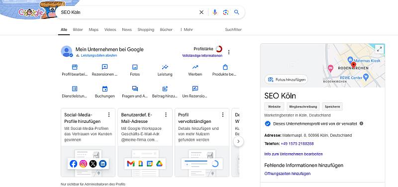 Google Business Profil Übersicht